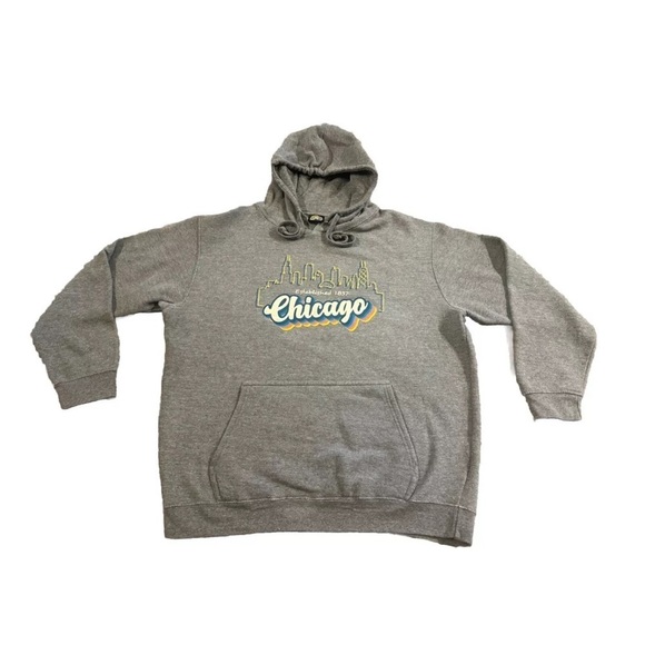 The Duck Company Chicago Skyline Retro Script Gray Hoodie Men’s  Size Large - Picture 1 of 4